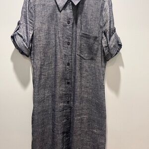 Theory Mayvine‎ Tierra Wash Linen Chambray Dress In Deep Denim Blue Size 8